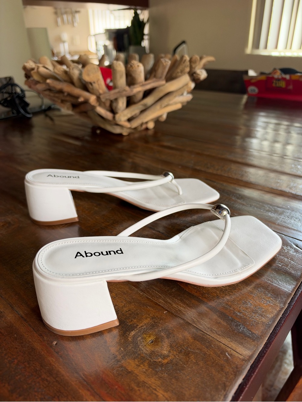 Abound White Square-Toe Block Heel Thong Sandals